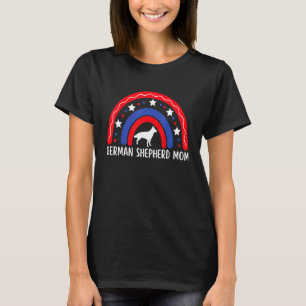 Patriotic German Shepherd Mum Rainbow Gsd Mum 4th T-Shirt
