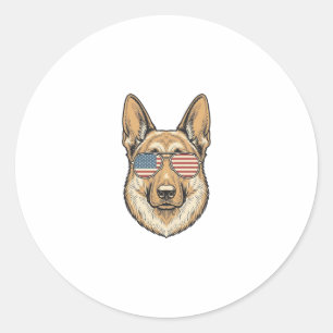 Patriotic German Shepherd Sunglasses Vintage Art_1 Classic Round Sticker