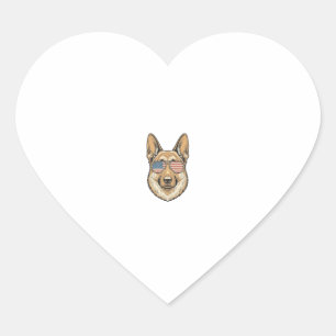 Patriotic German Shepherd Sunglasses Vintage Art_1 Heart Sticker