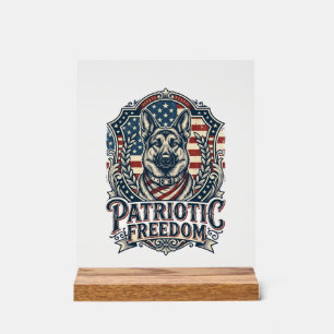 Patriotic German Shepherd Vector Graphic Tee_1 Acrylic Sign
