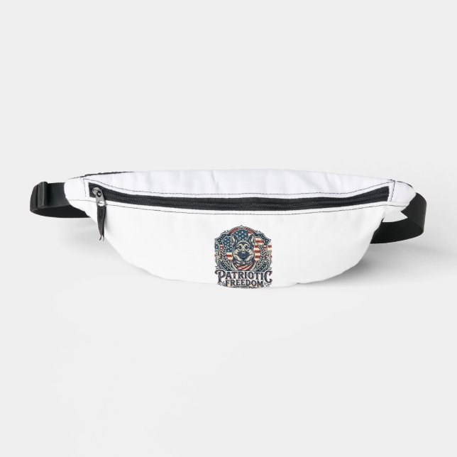 Patriotic German Shepherd Vector Graphic Tee_1 Bum Bags (Front)
