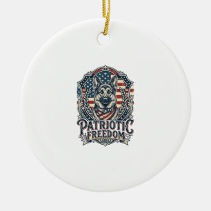 Patriotic German Shepherd Vector Graphic Tee_1 Ceramic Tree Decoration