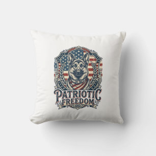 Patriotic German Shepherd Vector Graphic Tee_1 Cushion