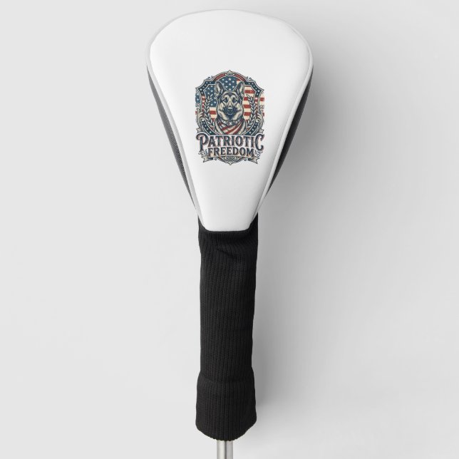 Patriotic German Shepherd Vector Graphic Tee_1 Golf Head Cover (Front)