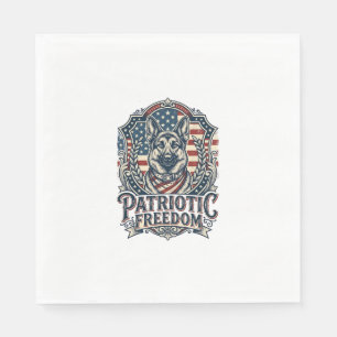 Patriotic German Shepherd Vector Graphic Tee_1 Napkin