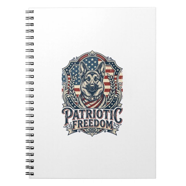 Patriotic German Shepherd Vector Graphic Tee_1 Notebook (Front)
