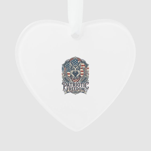Patriotic German Shepherd Vector Graphic Tee_1 Ornament (Front)