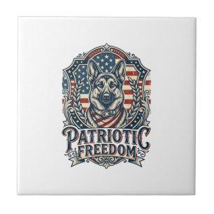 Patriotic German Shepherd Vector Graphic Tee_1 Tile