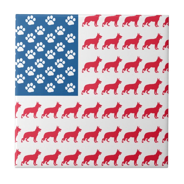 Patriotic German Shepherds Tile (Front)