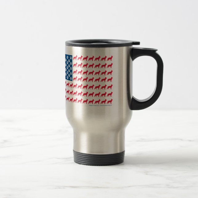 Patriotic German Shepherds Travel Mug (Right)