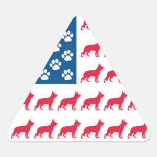 Patriotic German Shepherds Triangle Sticker