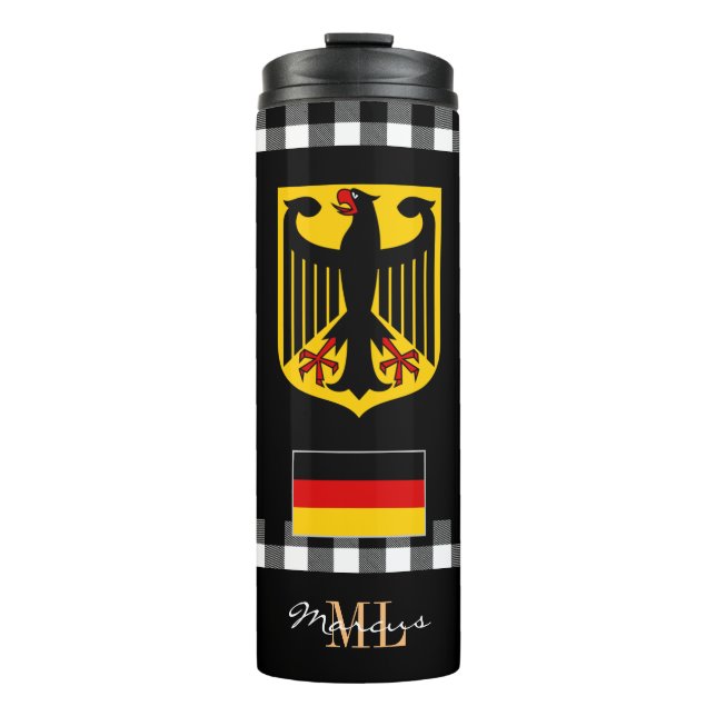 Patriotic Germany travel Mug, German Flag Thermal Tumbler (Front)