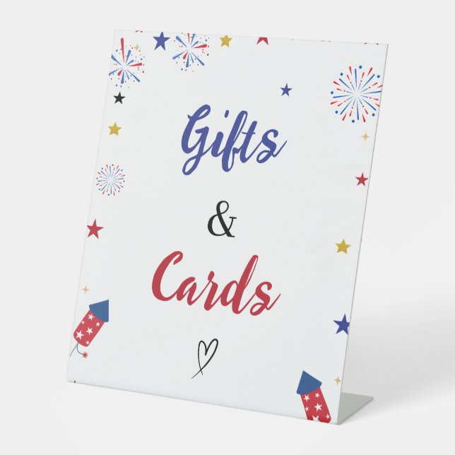 Patriotic Gift and Card Birthday Baby Shower Game  Pedestal Sign (Front)