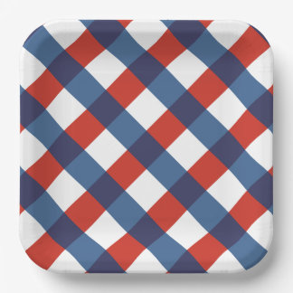 Patriotic Gingham 2 Paper Plate