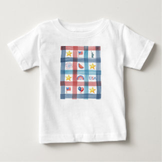 Patriotic Gingham America 4th of July Summer  Baby T-Shirt