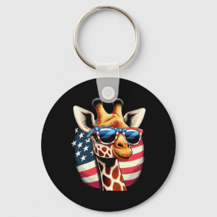 Patriotic Giraffe Usa American Flag Sungles 4th Of Key Ring
