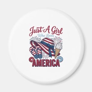 Patriotic Girl America Summer Vintage T-Shirt Desi Magnet