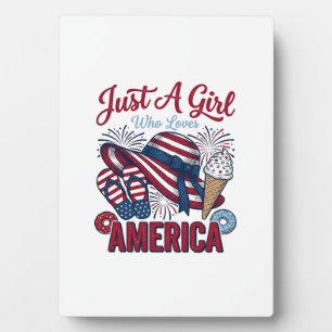Patriotic Girl America Summer Vintage T-Shirt Desi Plaque