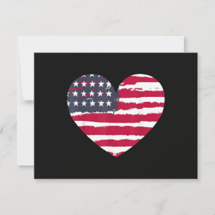 Patriotic Girl American Flag Heart 4th July Red Wh Save The Date