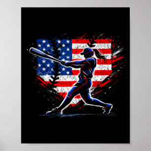 Patriotic Girls Softball 4th of July Memorial Day Poster