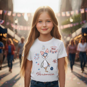Patriotic Girl's US 250th Celebration Silly Goose  T-Shirt