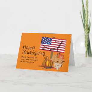 Patriotic Give Thanks AMERICAN THANKSGIVING Holiday Card