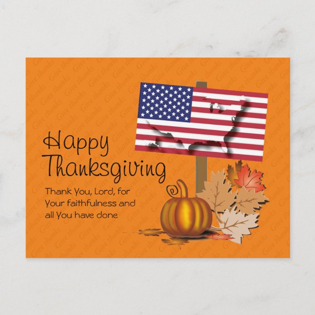 Patriotic | Give Thanks | AMERICAN THANKSGIVING Postcard (Front)