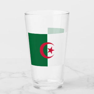 Patriotic glass cup with flag of Algeria