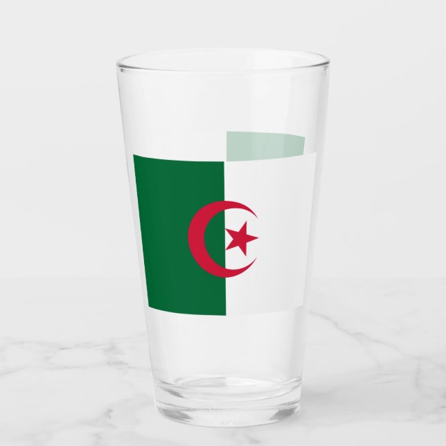 Patriotic glass cup with flag of Algeria (Front)