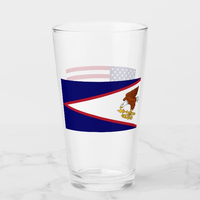 Patriotic glass cup with flag of American Samoa (Front)