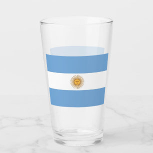 Patriotic glass cup with flag of Argentina