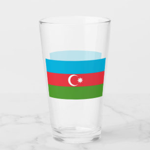 Patriotic glass cup with flag of Azerbaijan