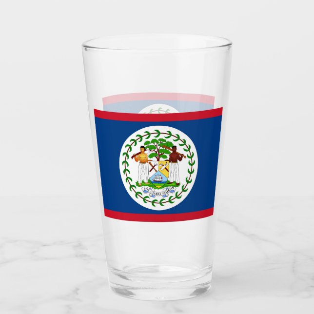 Patriotic glass cup with flag of Belise (Front)