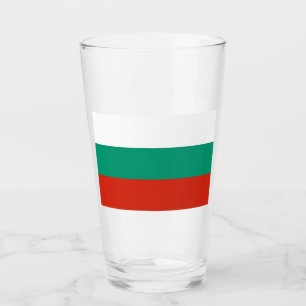 Patriotic glass cup with flag of Bulgaria