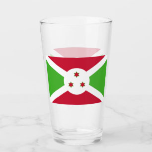 Patriotic glass cup with flag of Burundi