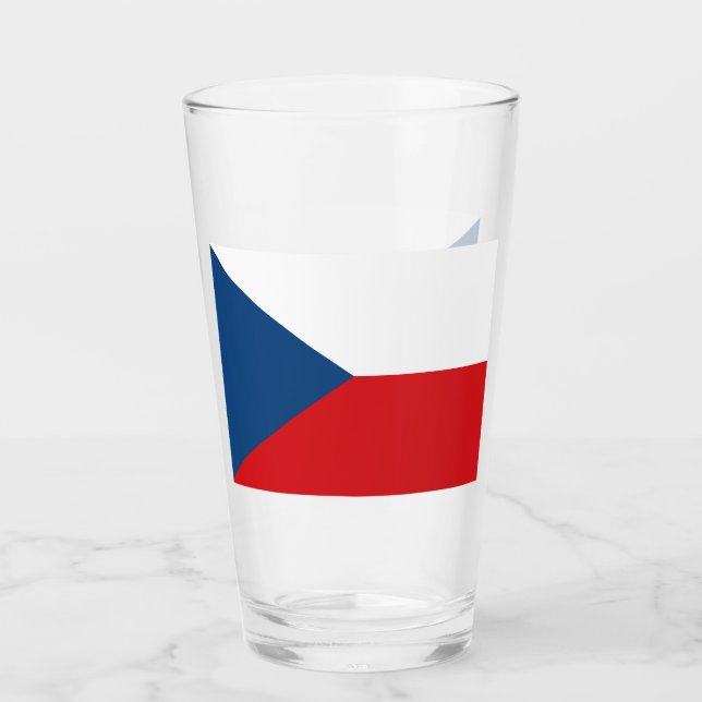 Patriotic glass cup with flag of Czechia (Front)