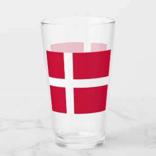 Patriotic glass cup with flag of Denmark