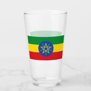 Patriotic glass cup with flag of Ethiopia