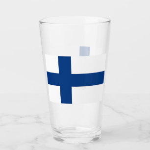 Patriotic glass cup with flag of Finland