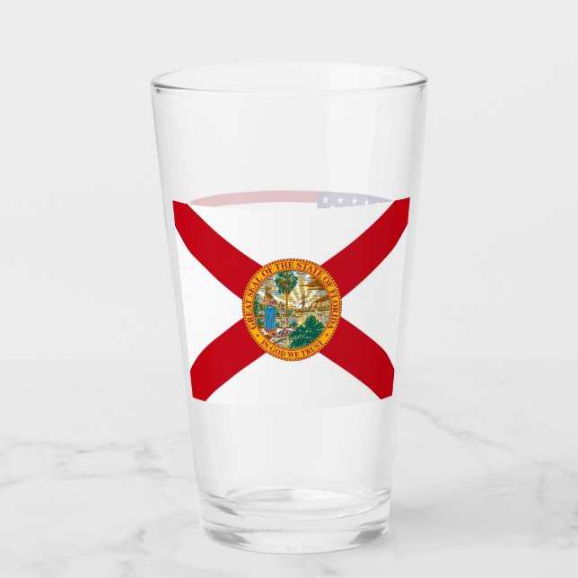 Patriotic glass cup with flag of Florida (Front)