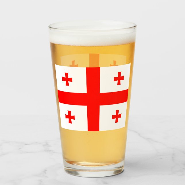 Patriotic glass cup with flag of Georgia (Front Filled)