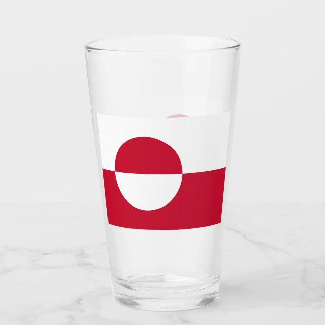 Patriotic glass cup with flag of Greenland (Front)