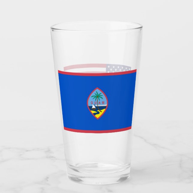 Patriotic glass cup with flag of Guam (Front)