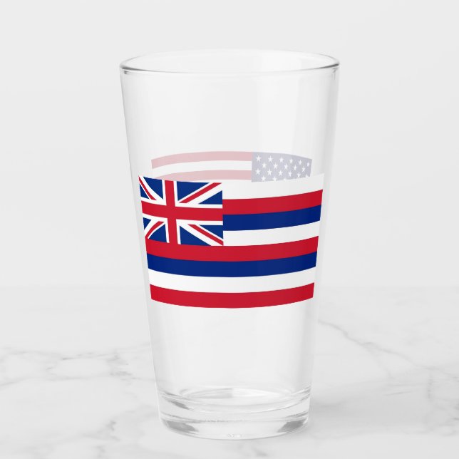 Patriotic glass cup with flag of Hawaii (Front)
