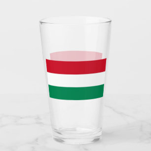 Patriotic glass cup with flag of Hungary