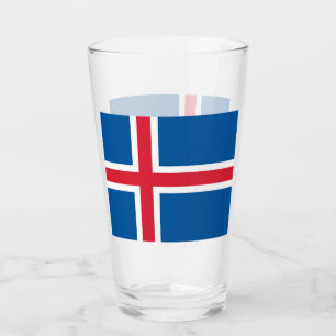 Patriotic glass cup with flag of Iceland