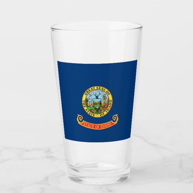 Patriotic glass cup with flag of Idaho (Front)