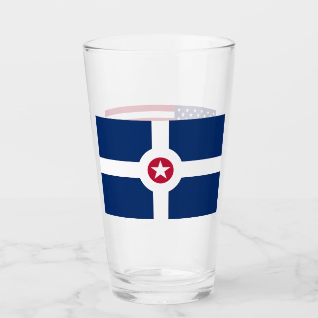 Patriotic glass cup with flag of Indianapolis (Front)