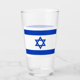 Patriotic glass cup with flag of Israel
