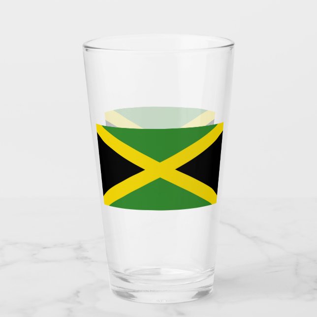 Patriotic glass cup with flag of Jamaica (Front)